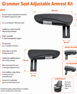 Alternative view of Grammer Seat Adjustable Armrest Kit