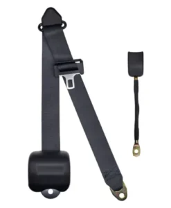 2x Universal Retractable 3-Point Safety Seat Belts – Adjustable Straps For Car, Truck, Forklift (Gray)